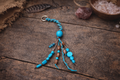 Turquoise & Brown Beaded Macramé Keychain – Handmade Boho Tassel Charm