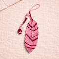 Pink Macramé Feather Car Charm | Boho Rearview Mirror Hanging