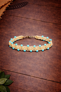 Turquoise Bead Macramé Bracelet – Handmade Boho Beaded Bracelet