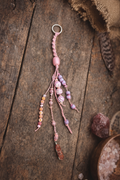 Pink Beaded Macramé Keychain – Handmade “Be Happy” Boho Charm with Crystal Accent