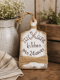 Self Serve Kitchen Open 24 Hours Sign | Handmade Farmhouse Kitchen Decor | Hand-Painted Rustic Cutting Board Sign | 9" x 5"