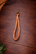 Warm Earth Braided Macramé Wristlet Keychain – Handmade Boho Loop Strap