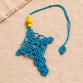 Handwoven Boho Macramé Rearview Mirror Charm | Turquoise Car Hanging Decor