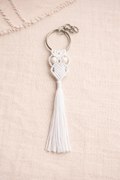 Boho Macrame Tassel Keychain – Handmade Cotton Key Ring with Beads