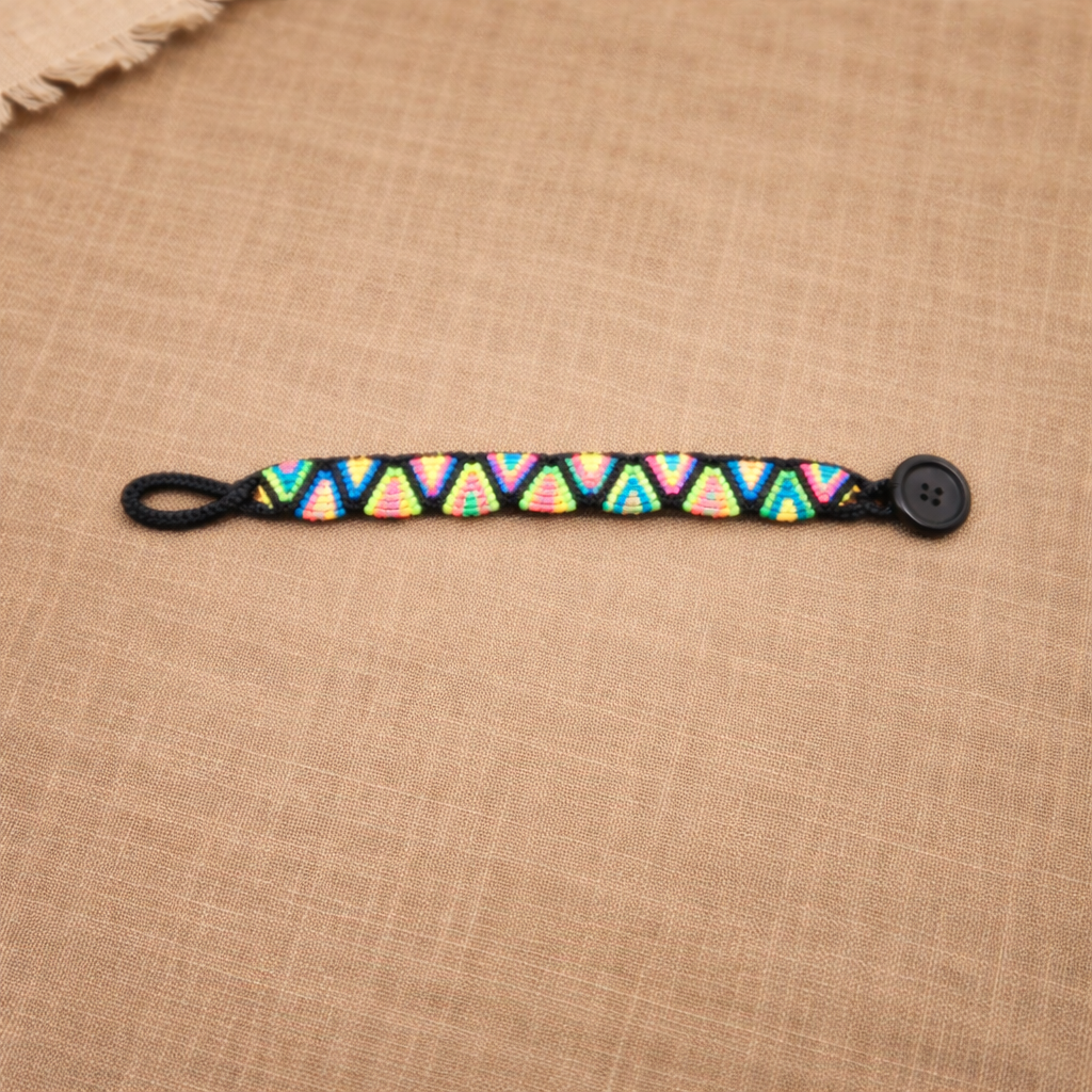 Handmade Colorful Macrame Bracelet with Button Closure | Boho Friendship Bracelet | Adjustable Woven Jewelry