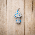 Handmade Macramé Mushroom Keychain – Grey & Blue Boho Bag Charm