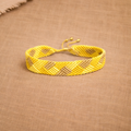 Handmade Yellow Macrame Bracelet | Boho Woven Bracelet with Neutral Accents | Adjustable Cord Jewelry | Bright Everyday Style