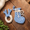 Handmade Macrame Christmas Ornaments – Stocking & Reindeer Set – Rustic Farmhouse Tree Decor