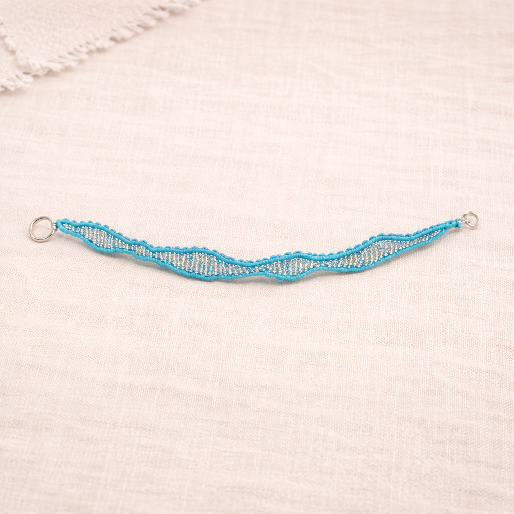 Turquoise Wave Macrame Bracelet | Handmade Beaded Friendship Bracelet | Boho Minimal Jewelry