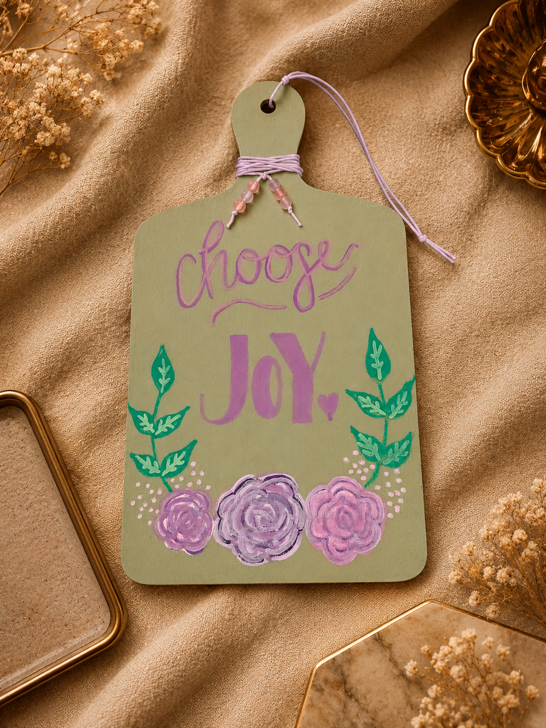 Choose Joy Hand-Painted Wooden Door Hanger | Floral Wall Hanging Sign | Inspirational Home Decor | 9" x 5"
