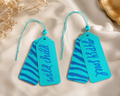 Wild Child Reversible Wooden Car Charm – Turquoise Zebra Print Hanging Accessory | 4" x 3.5"