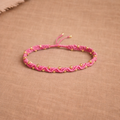 Handmade Pink Macrame Bracelet with Gold Beads | Boho Beaded Bracelet | Adjustable Cord Jewelry | Feminine Everyday Style