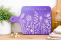 Stay Wild Purple Hologram Glitter Floral Serving Board – Handcrafted Decorative Cutting Board