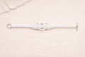 Handmade White Macramé Bracelet with Silver Beads | Boho Minimalist Jewelry